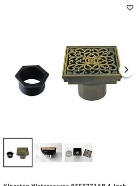 Kingston Brass Decorative Square Floor Drain - Antique Brass